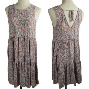 American‎ Eagle Babydoll Sleeveless Floral Dress S Blue